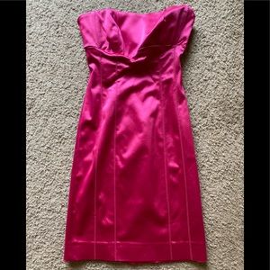 Strapless Pink Satin Fitted Dress